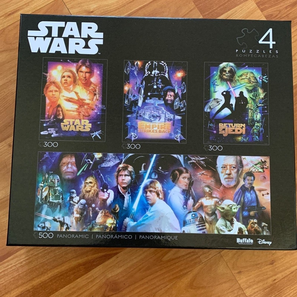 Star Wars Buffalo Games 4 Puzzle Set 300 & 500 Piece Panoramic Original Trilogy